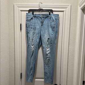 Women's Light Blue Distressed Jeans